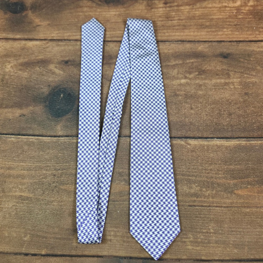 Ralph Lauren Purple label Necktie Mens Purple Houndstooth Silk Made in Italy
